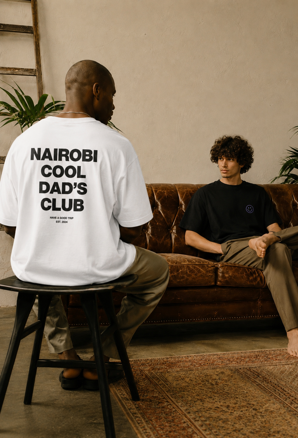 Nairobi Cool Dad's Club White T-Shirt with Grey Ink