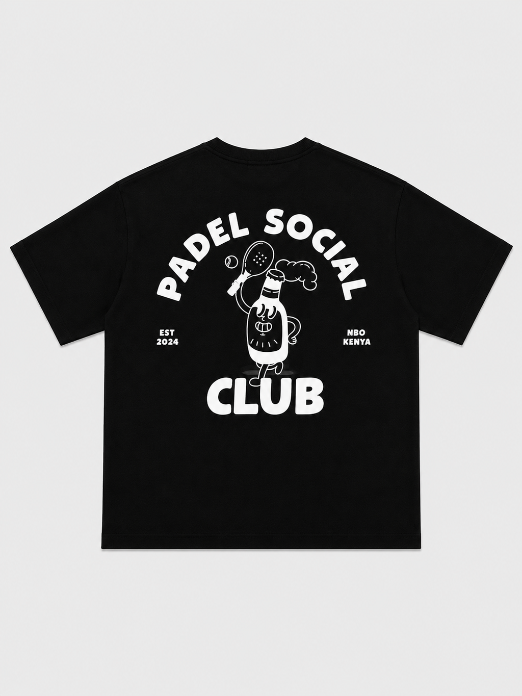Padel Social Club Black T-Shirt with White Ink