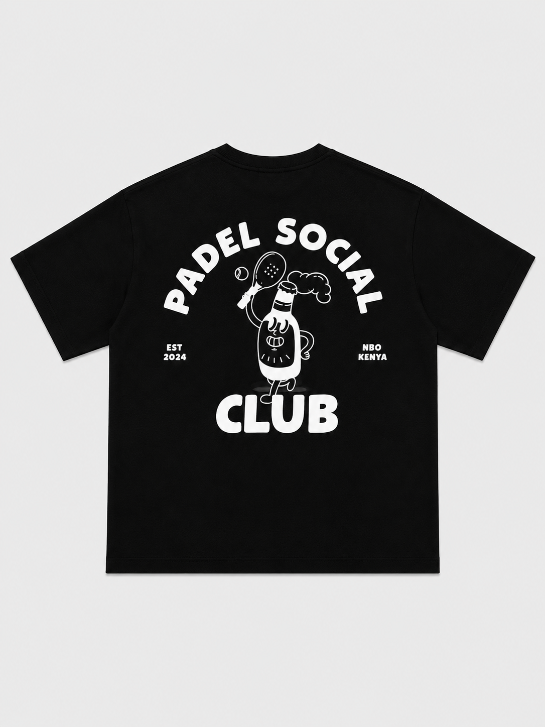 Padel Social Club Black T-Shirt with White Ink