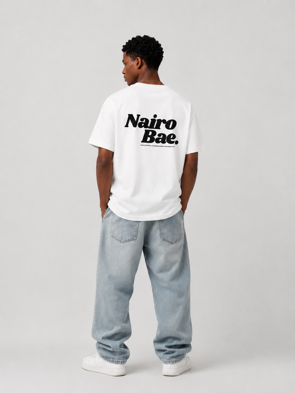 Nairobae White T-Shirt Black Ink