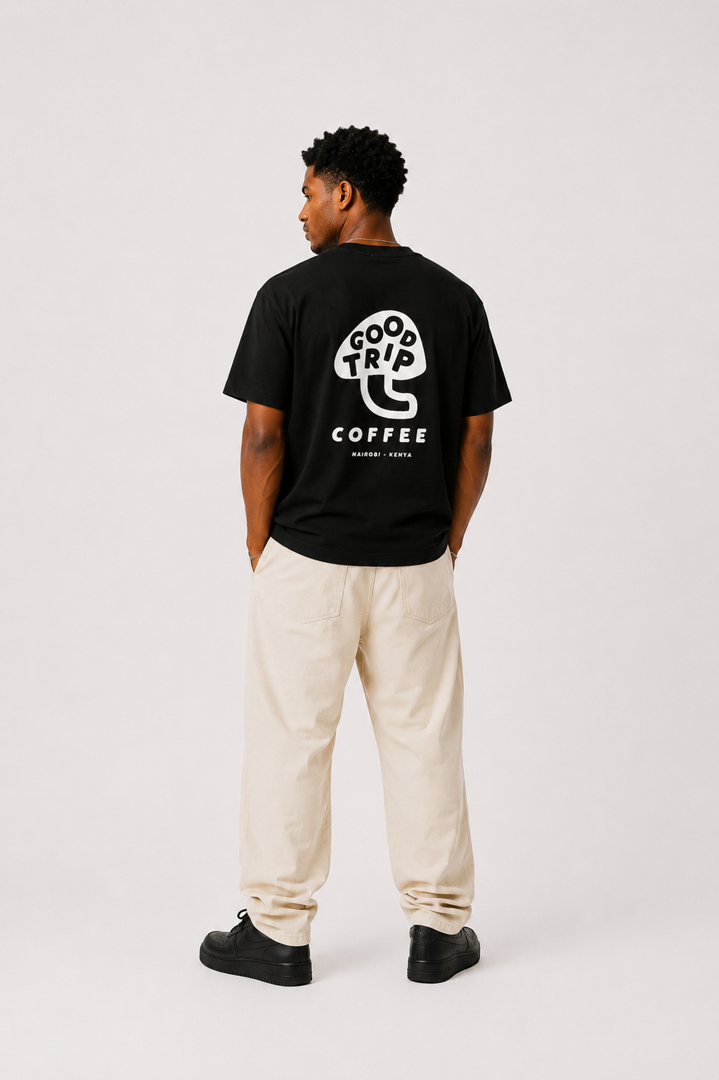 Good Trip Coffee Black T-Shirt with White Ink