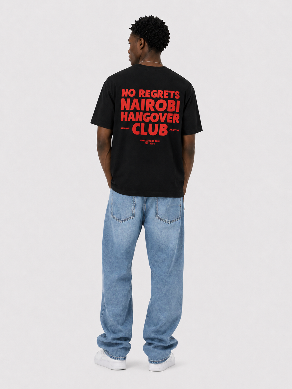 Nairobi Hangover Club Black T-Shirt with Red Ink