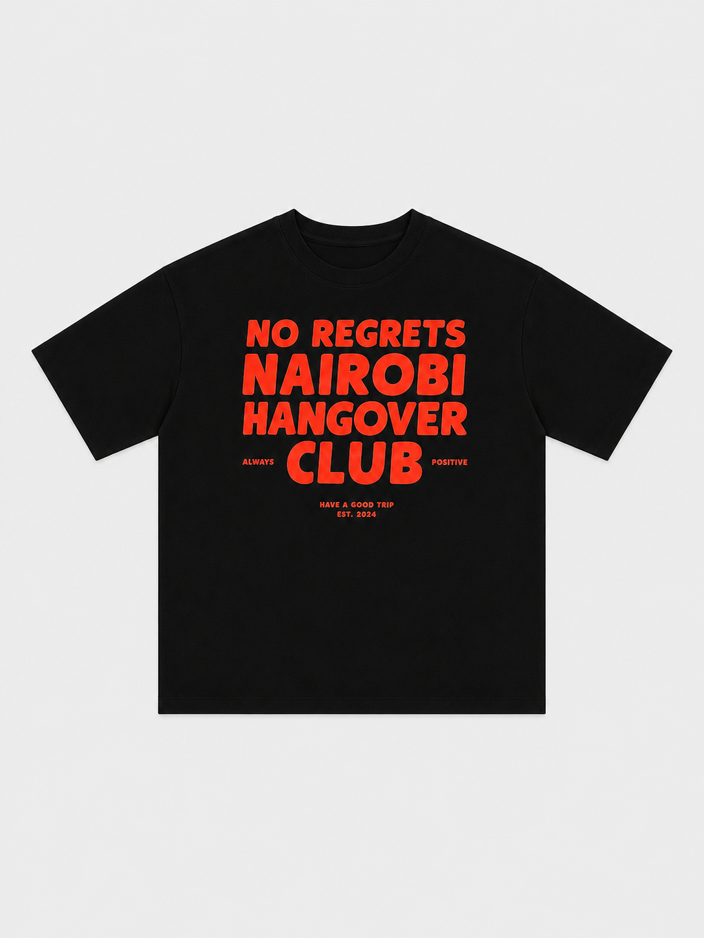 Nairobi Hangover Club Black T-Shirt with Red Ink