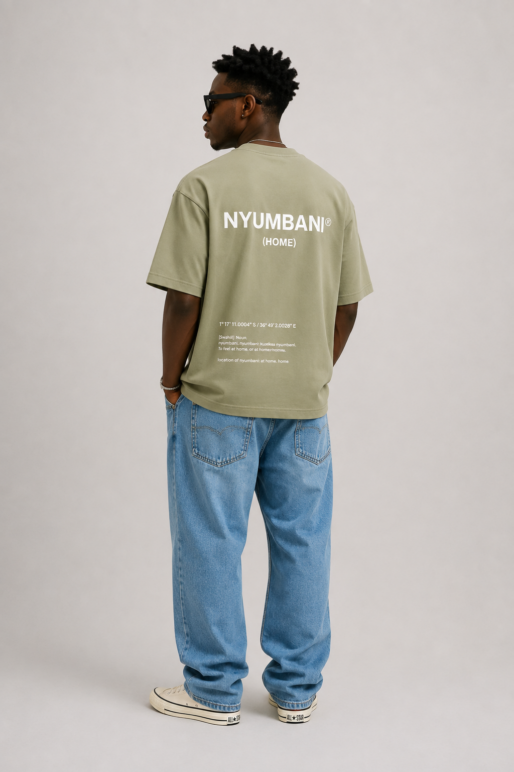 Nyumbani Sage T-Shirt with White Ink