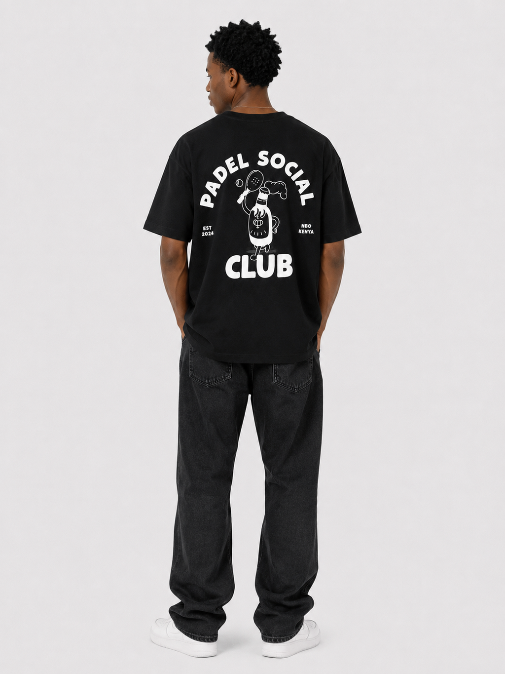 Padel Social Club Black T-Shirt with White Ink