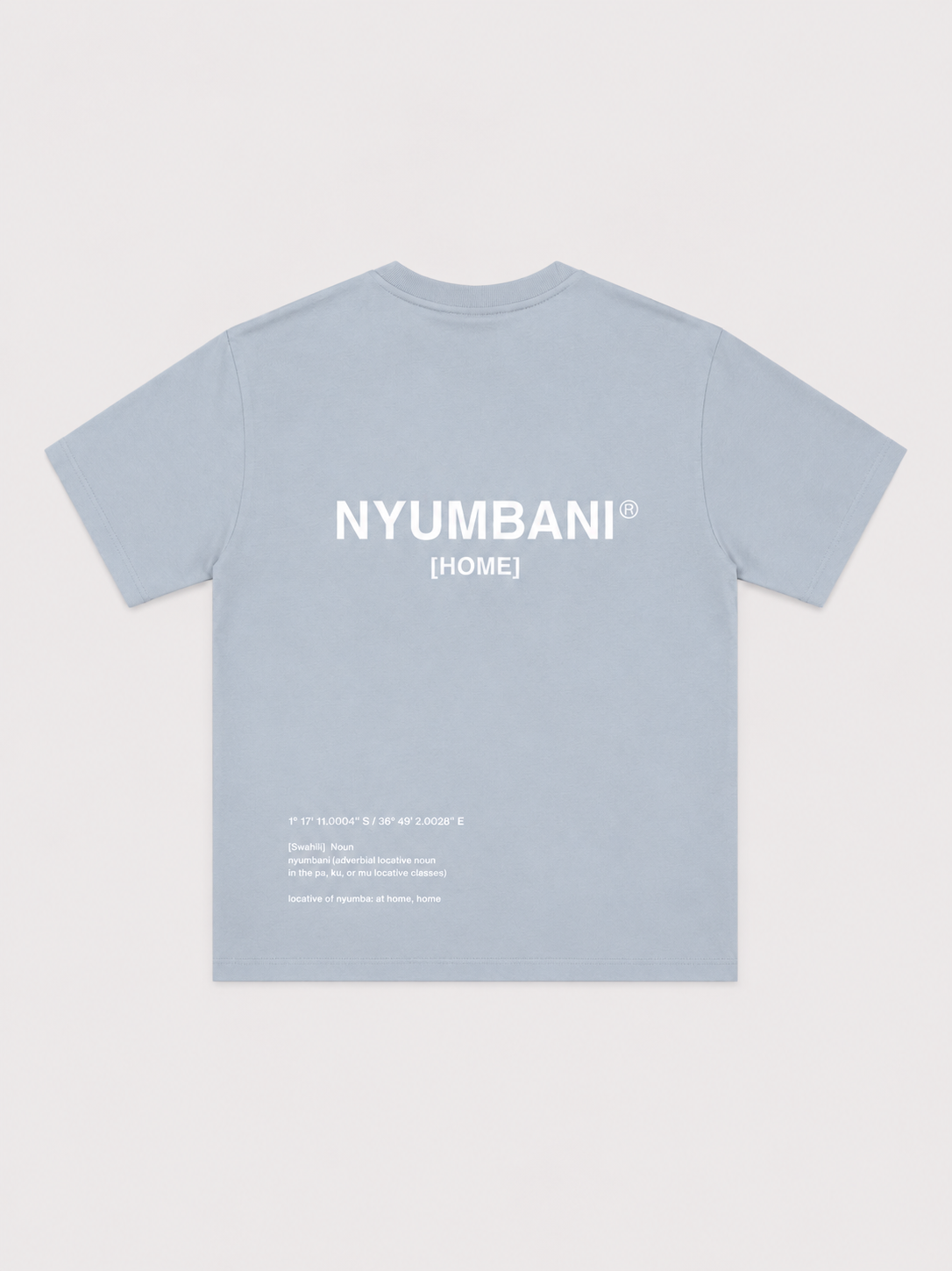 Nyumbani Blue T-Shirt with White Ink