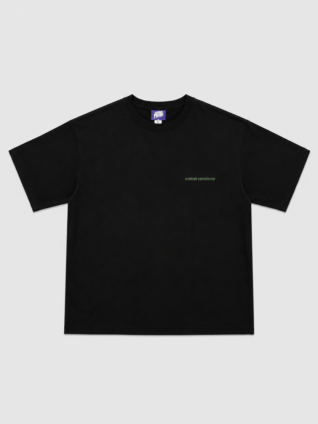 Nairobi Vibrations Black T-Shirt with Green Ink