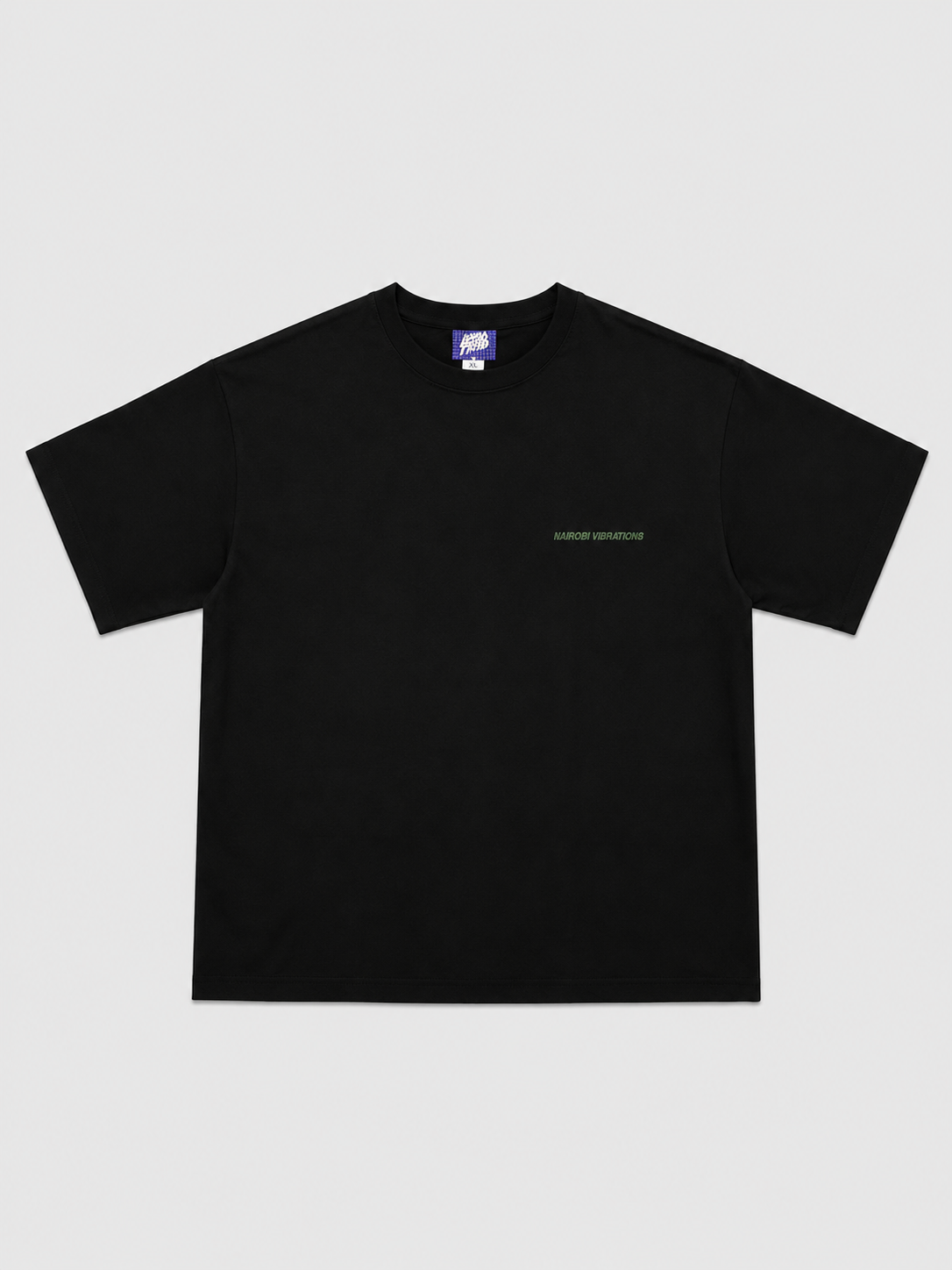 Nairobi Vibrations Black T-Shirt with Green Ink