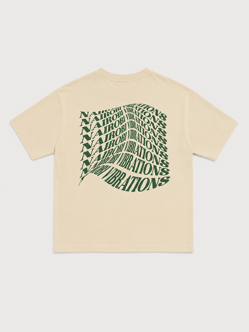 Nairobi Vibrations Beige T-Shirt With Green Ink