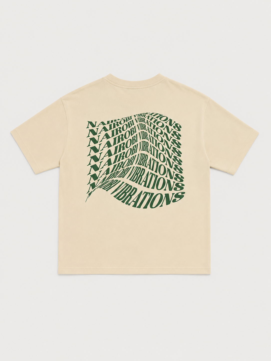 Nairobi Vibrations Beige T-Shirt With Green Ink