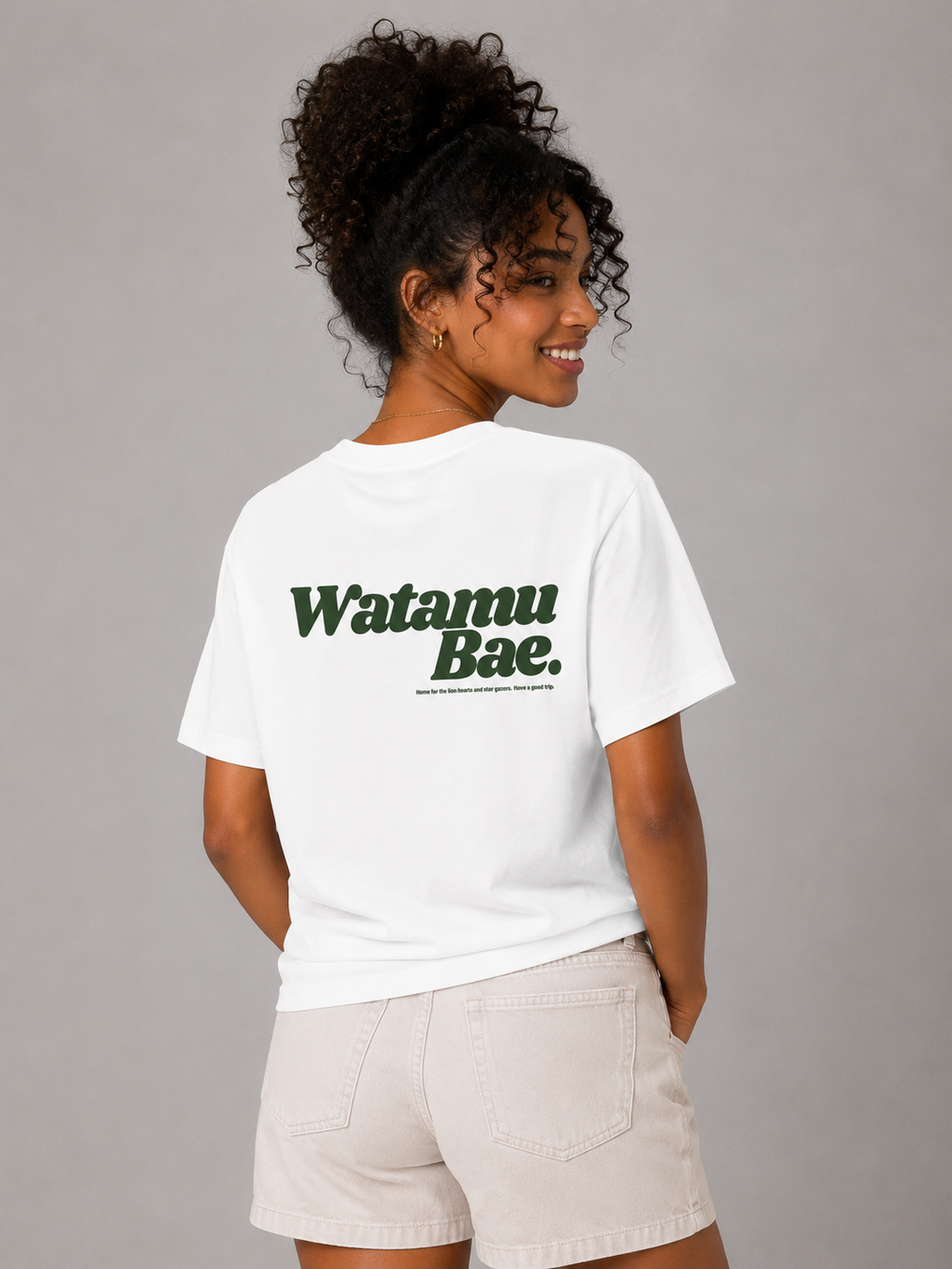 Watamu Bae White T-shirt with Green Ink