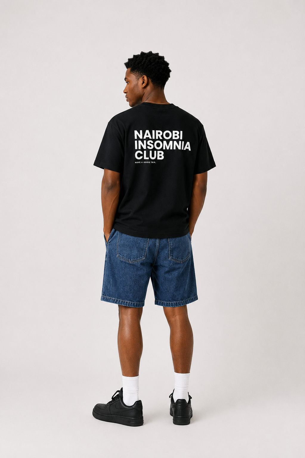 Nairobi Insomnia Club Black T-Shirt with White Ink