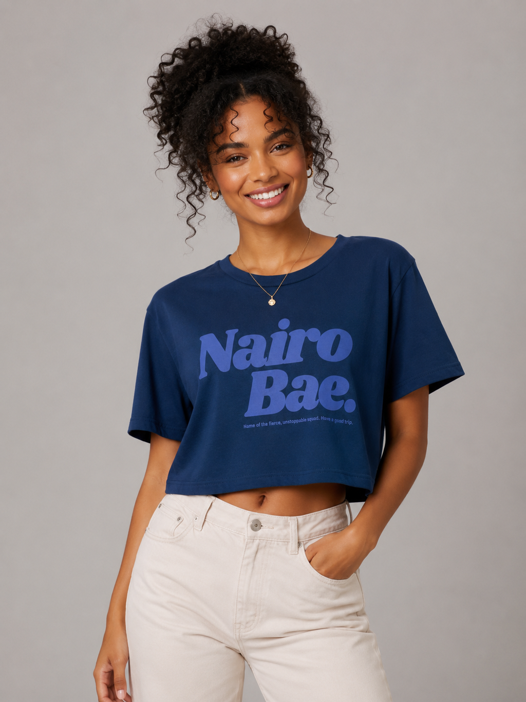 Nairobae Petrol Crop - Top Blue Ink