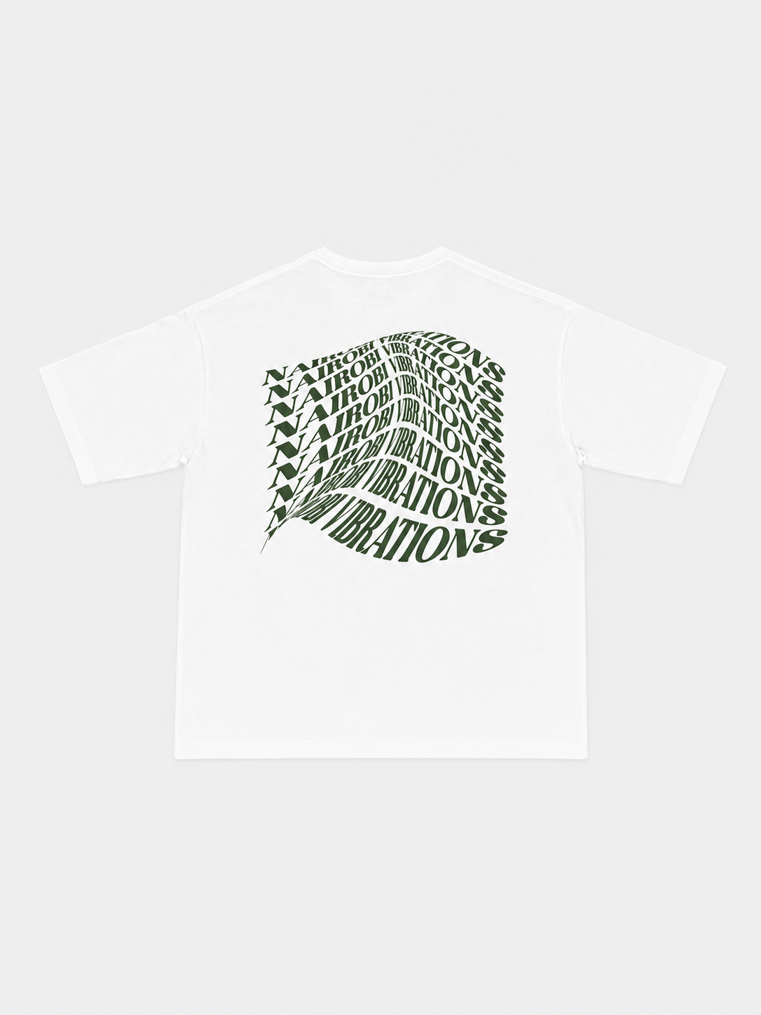 Nairobi Vibrations White T-Shirt With Green Ink