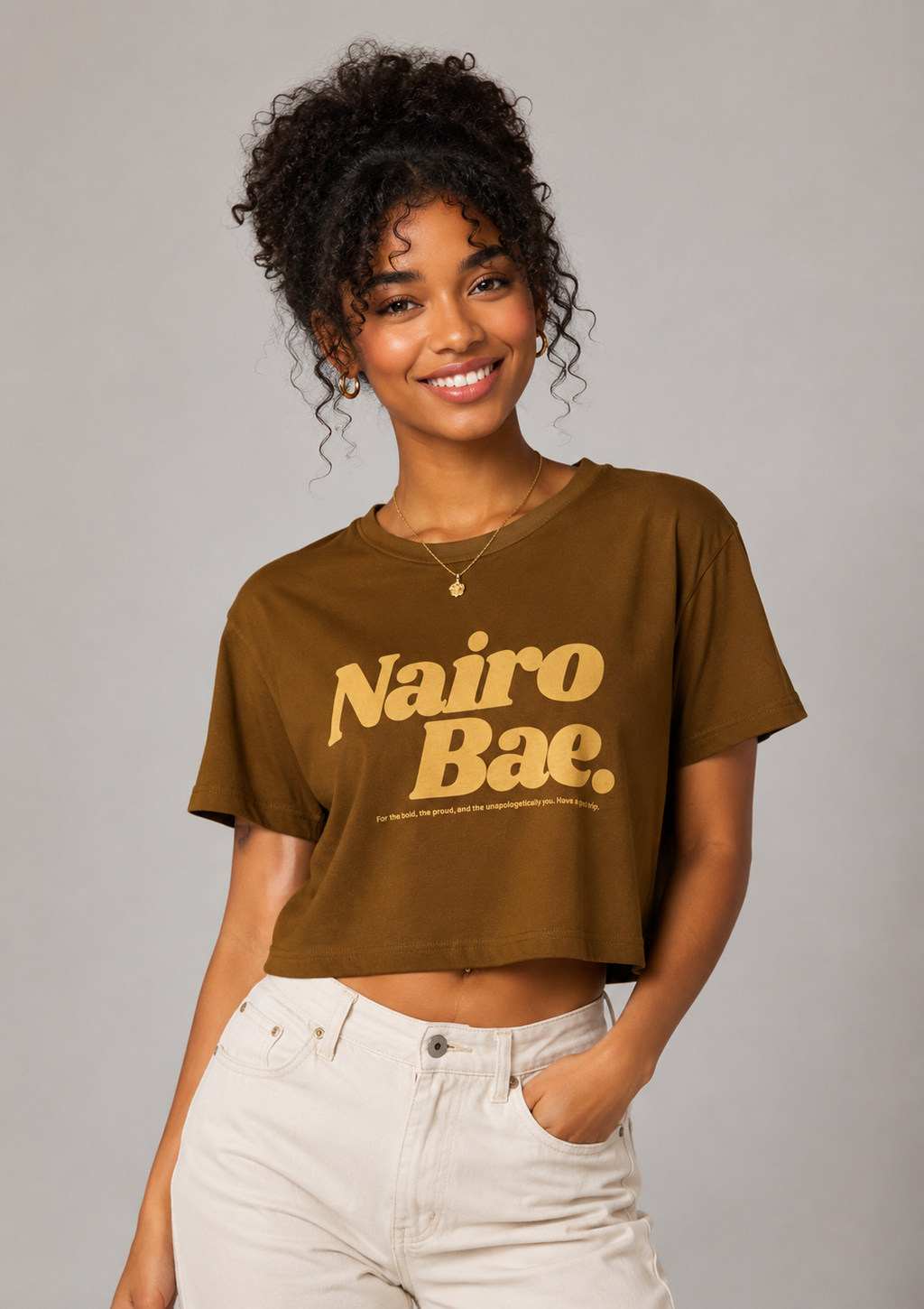 Nairobae Brown  Crop - Top Beige Ink