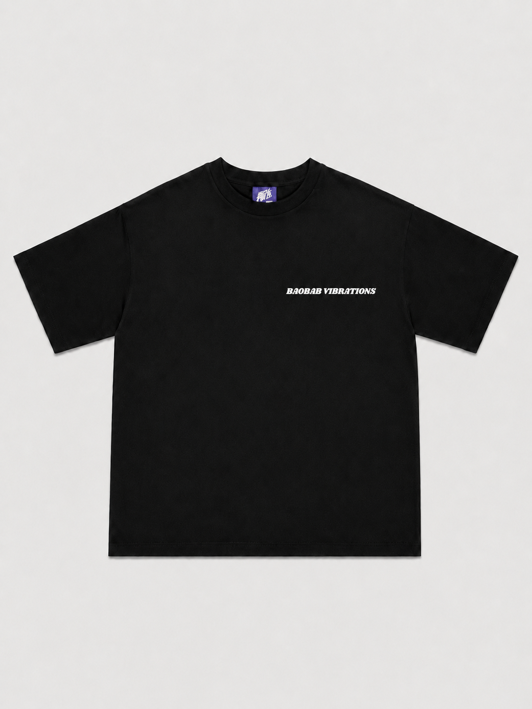 Baobab Vibrations Black T-Shirt with White Ink