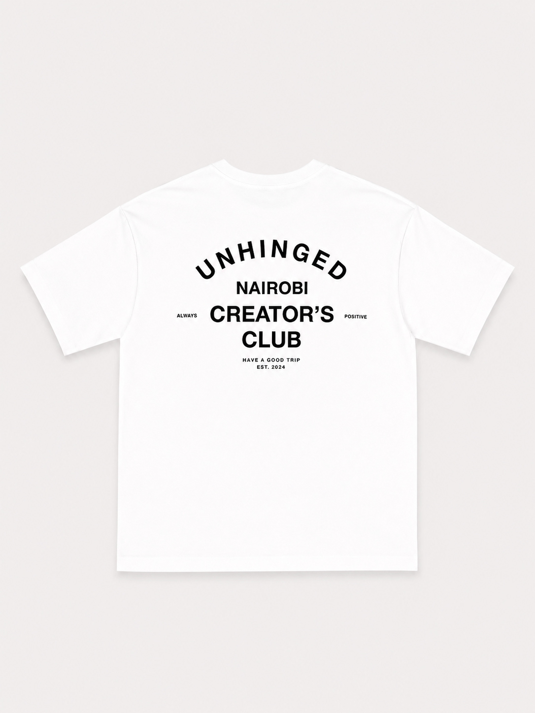 Nairobi Unhinged White T-Shirt with Black ink
