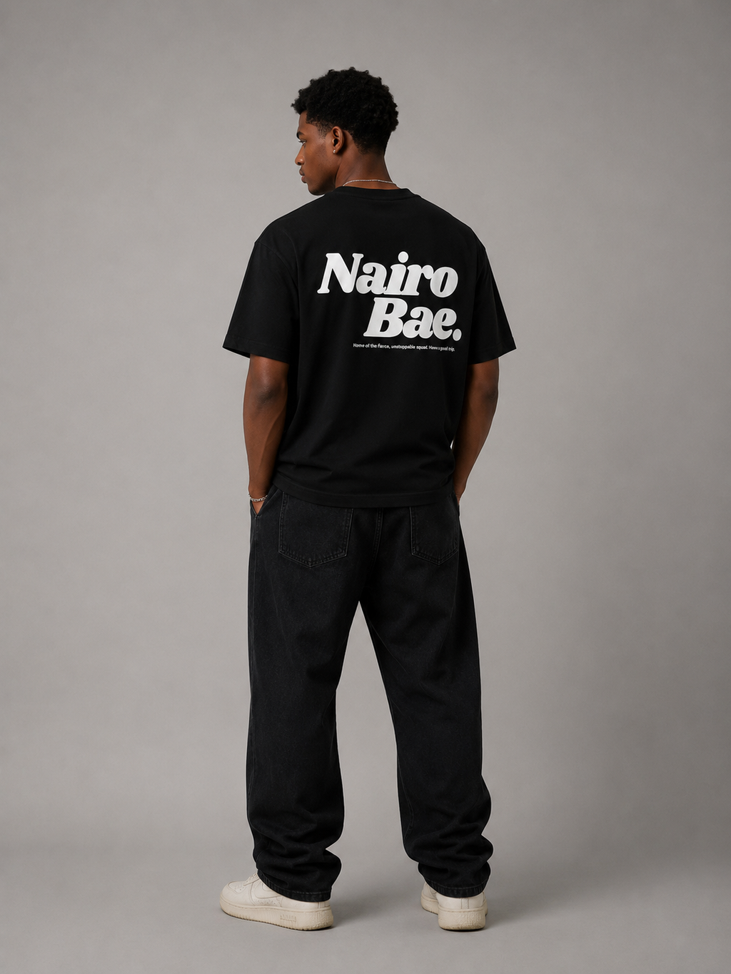 Nairobae Black T - Shirt White ink
