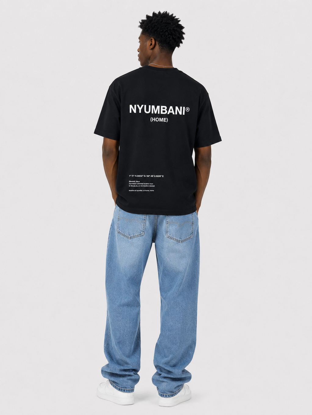 Nyumbani Black T-Shirt with White Ink