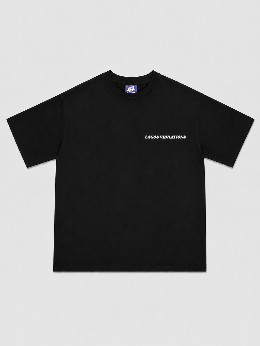 Lagos Vibrations Black T-Shirt with White Ink