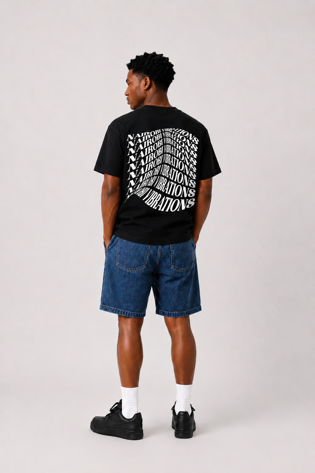 Nairobi Vibrations Black T-Shirt with White Ink