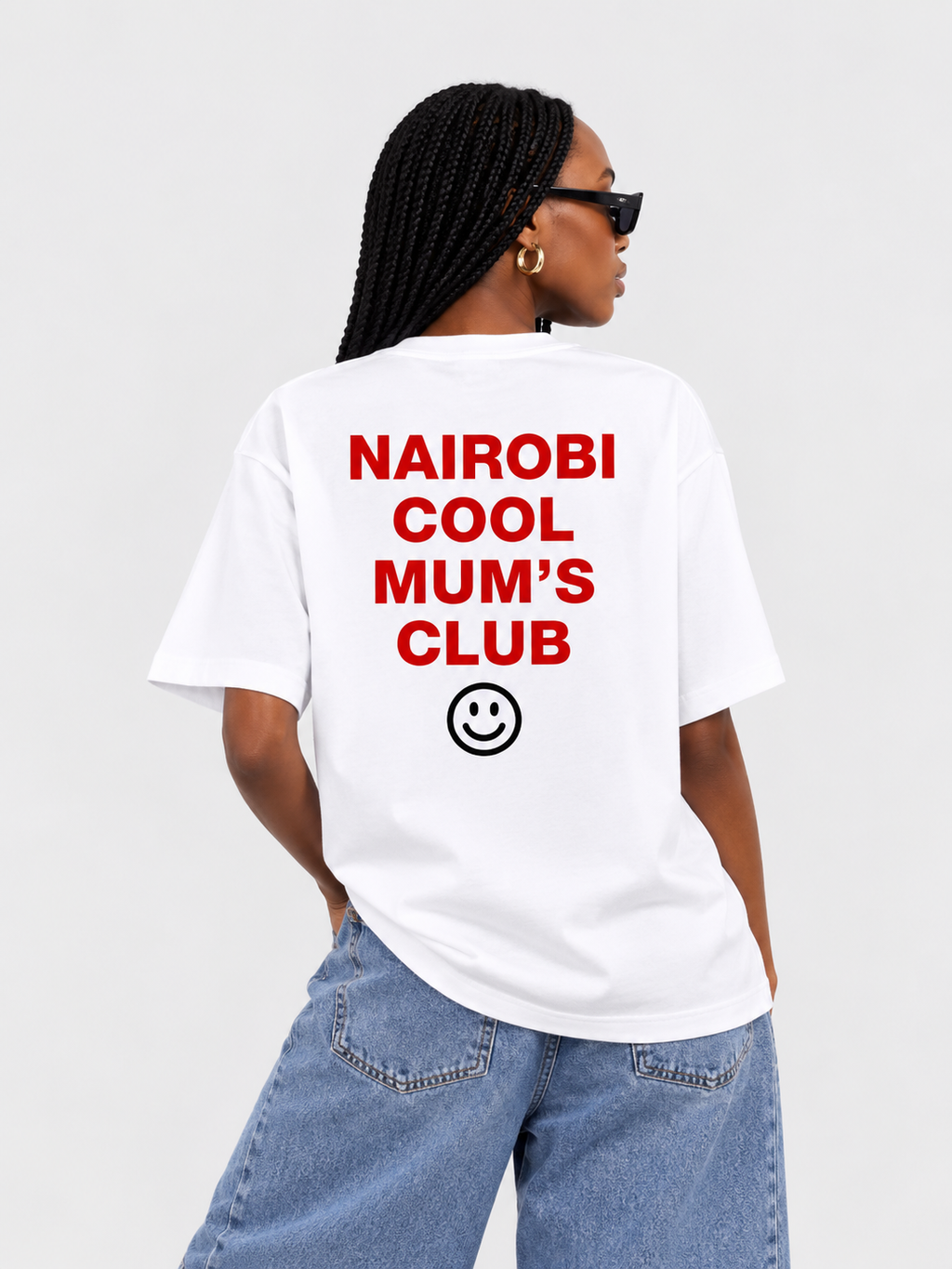 Nairobi Cool Mum's Club White T-Shirt with Red Ink