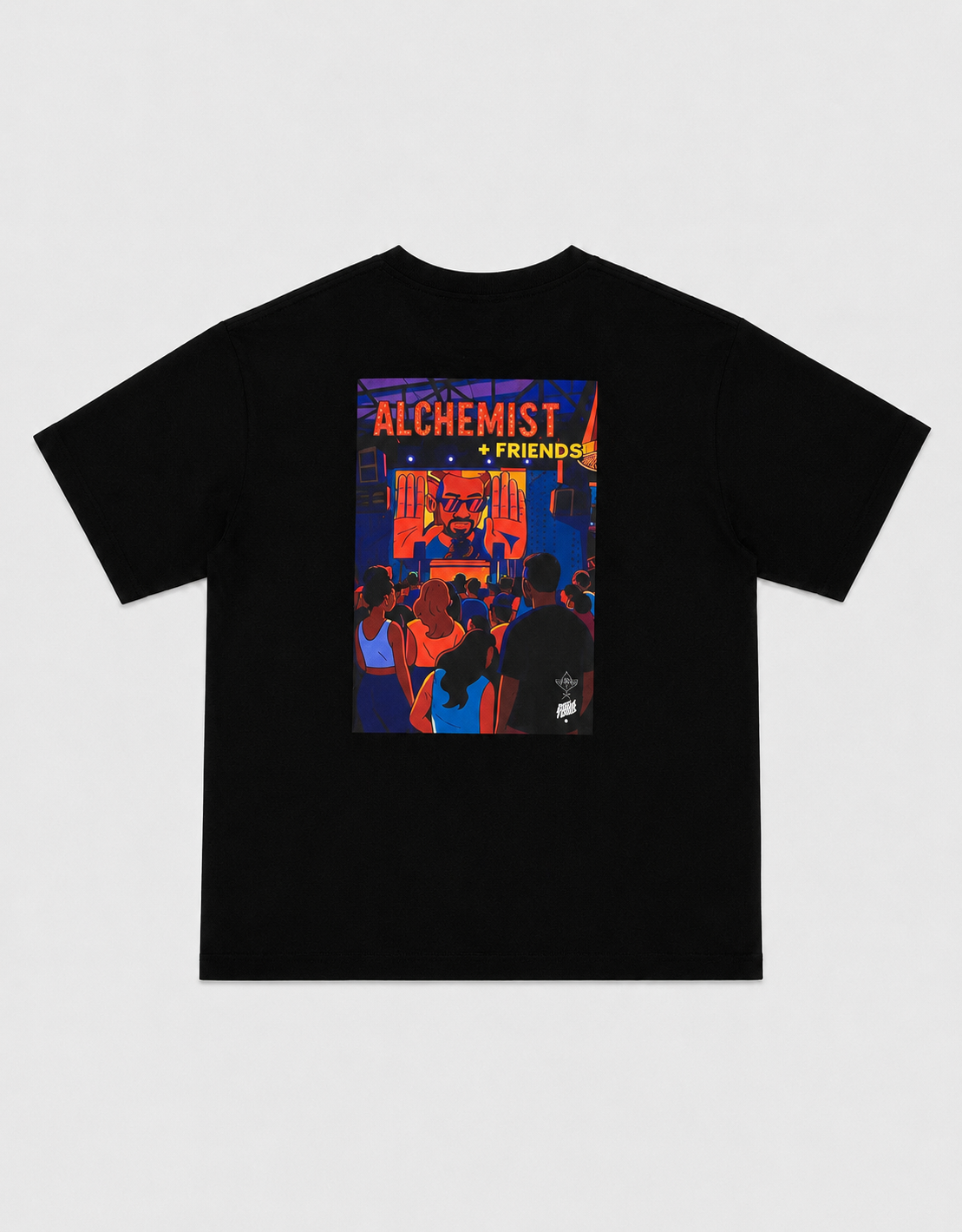 Alchemist And Friends Black T-Shirt with White ink