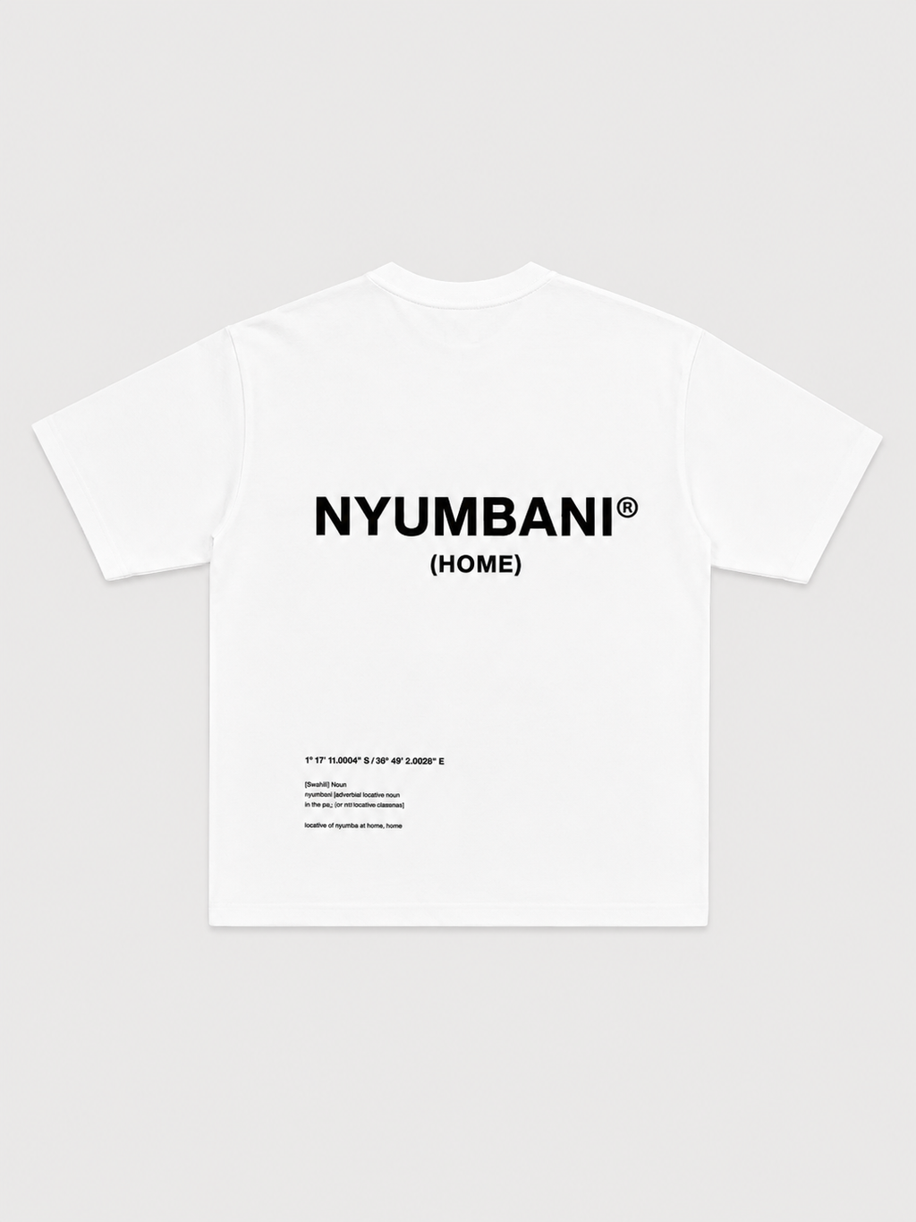 NYUMBANI White T-Shirt with Black Ink