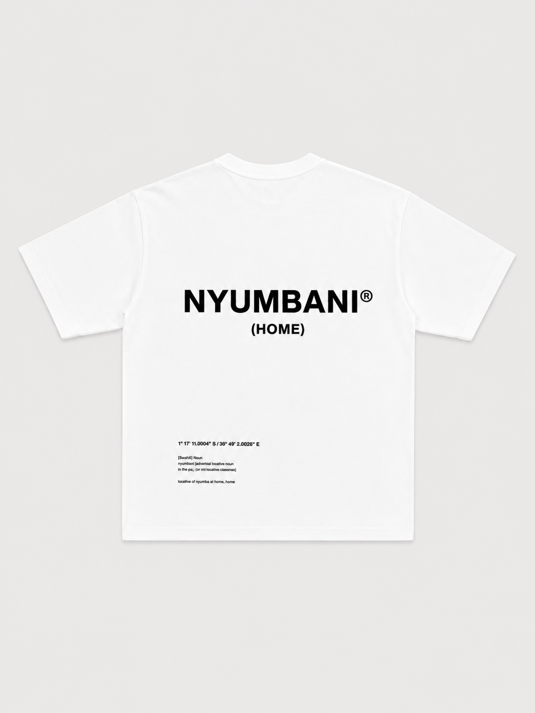NYUMBANI White T-Shirt with Black Ink