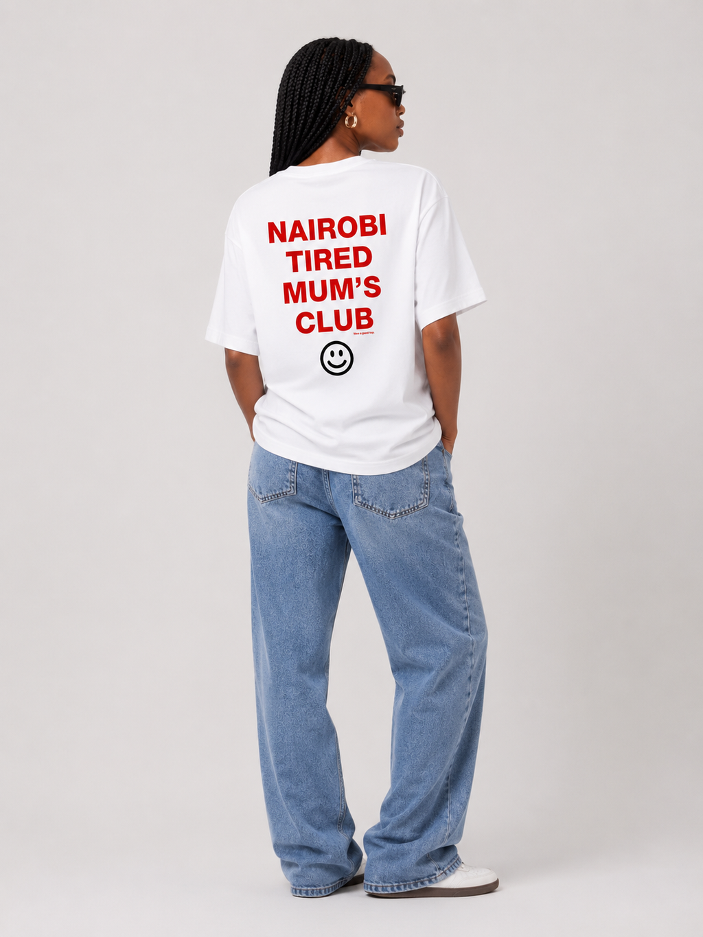 Nairobi Tired Mum's Club White T-Shirt with Red Ink