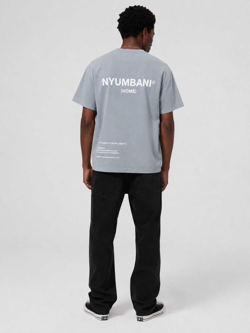 Nyumbani Sky Blue T-Shirt with White Ink