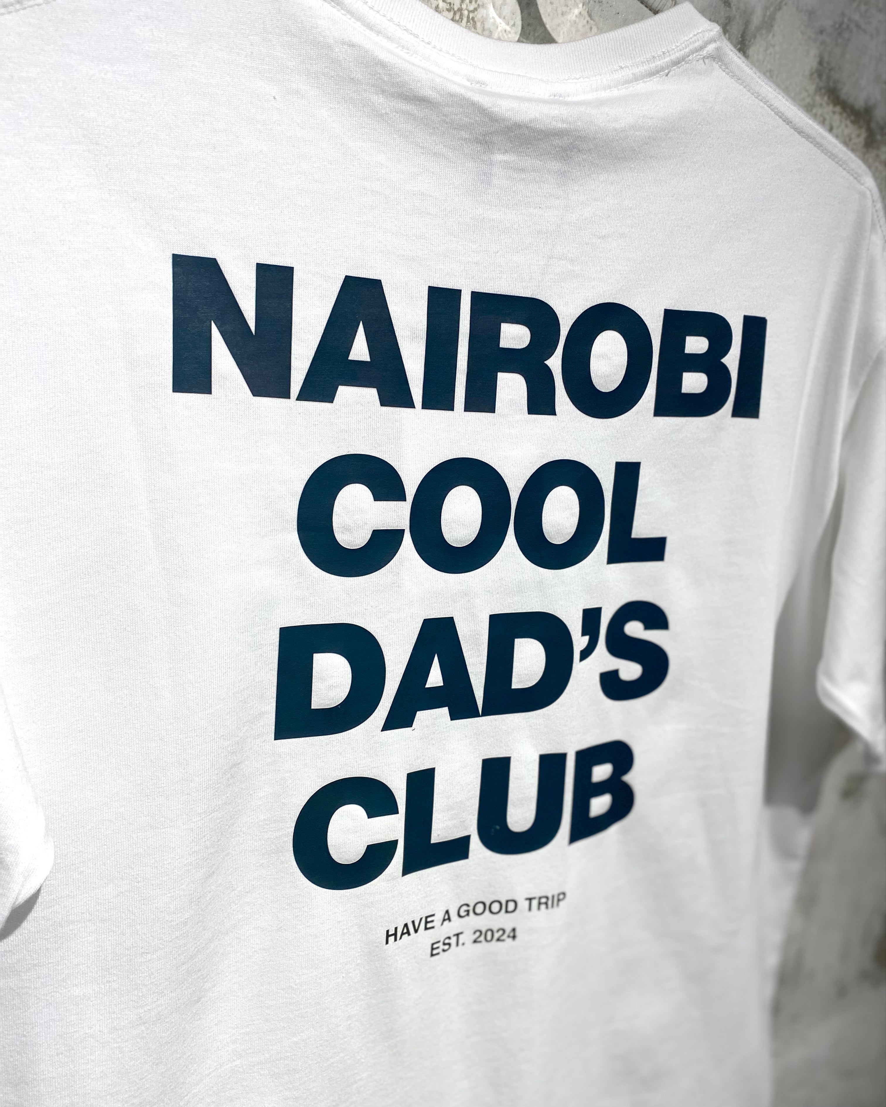 Nairobi Cool Dad's Club White T-Shirt with Green Ink