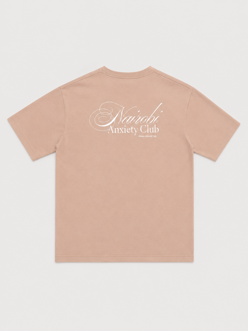 Nairobi Anxiety Club Smokey Pink T-shirt with White Ink
