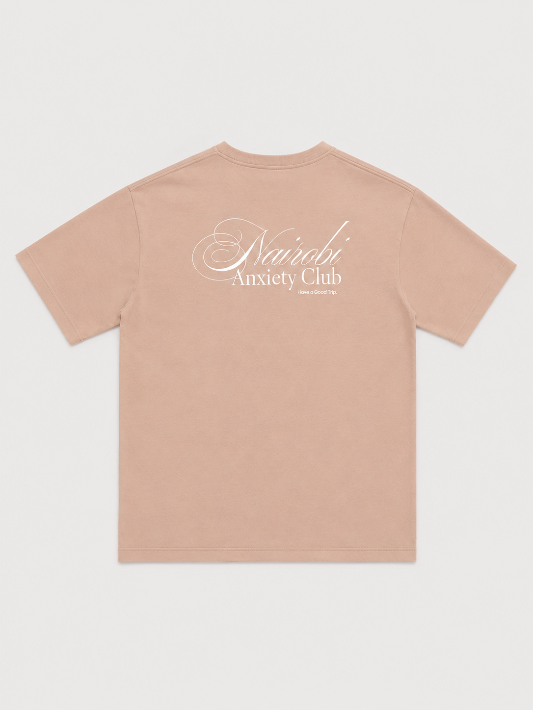 Nairobi Anxiety Club Smokey Pink T-shirt with White Ink