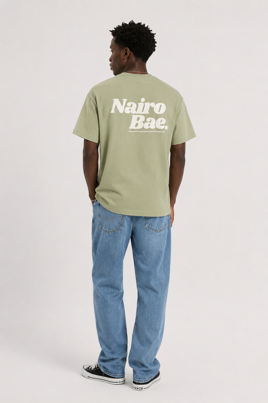 Nairobae Sage T-shirt With White Ink