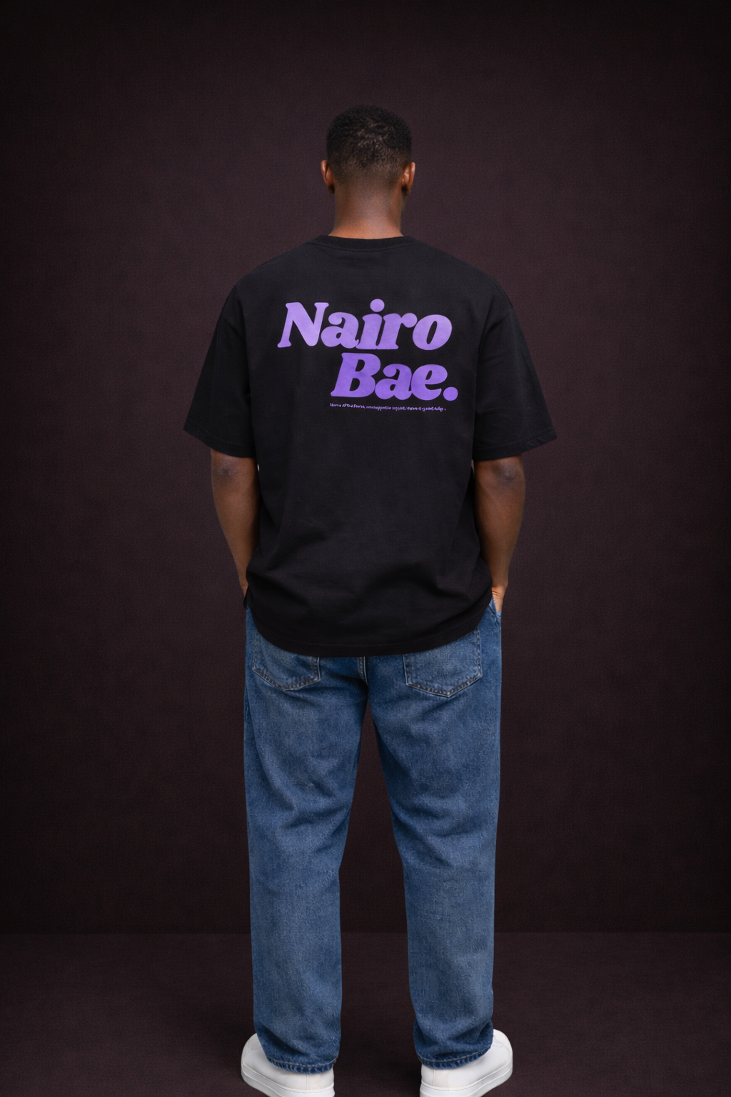 Nairobae Black T-Shirt with Purple ink