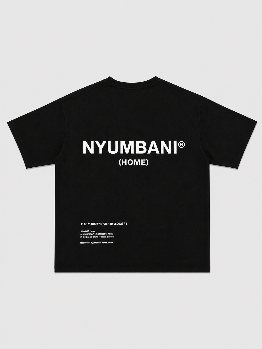 Nyumbani Black T-Shirt with White Ink