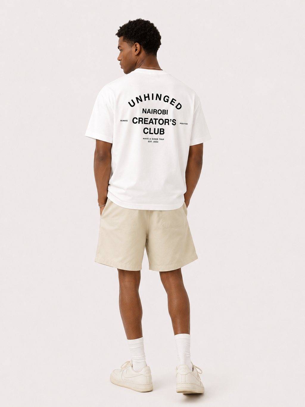 Nairobi Unhinged White T-Shirt with Black ink