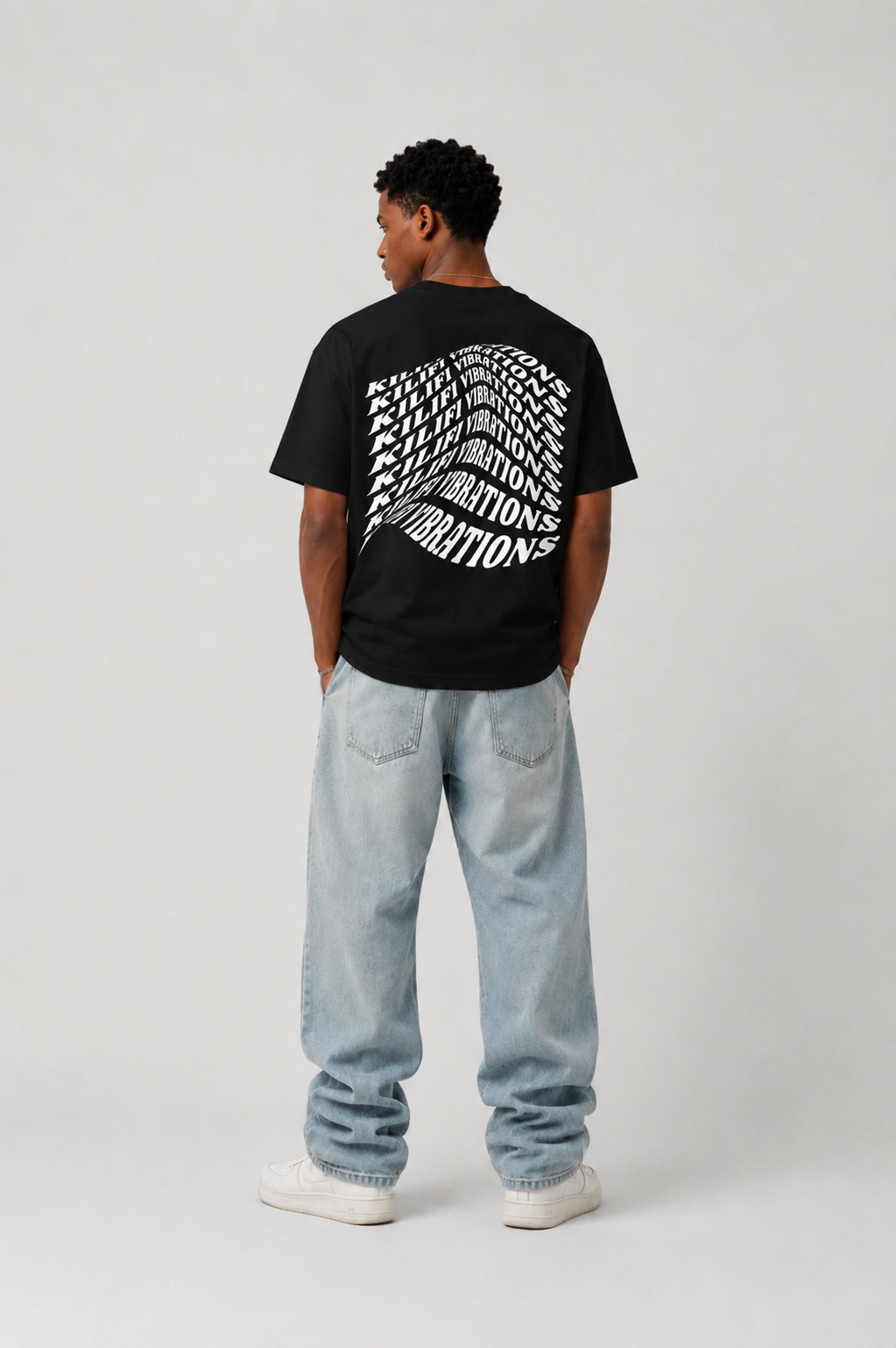 Kilifi Vibrations Black T-Shirt with White Ink