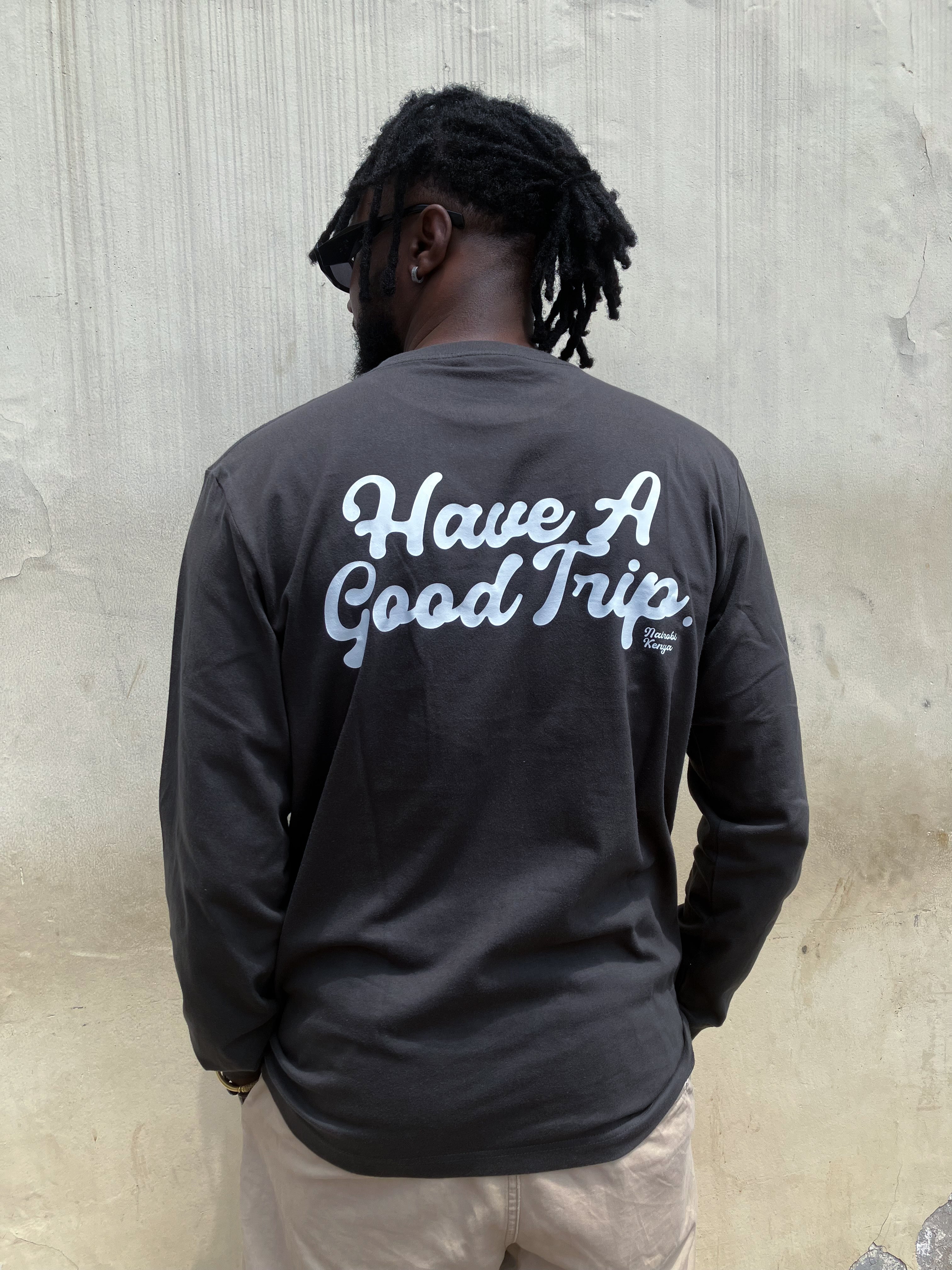 Have A Good Trip Mushroom Logo Black Long Sleeved Shirt