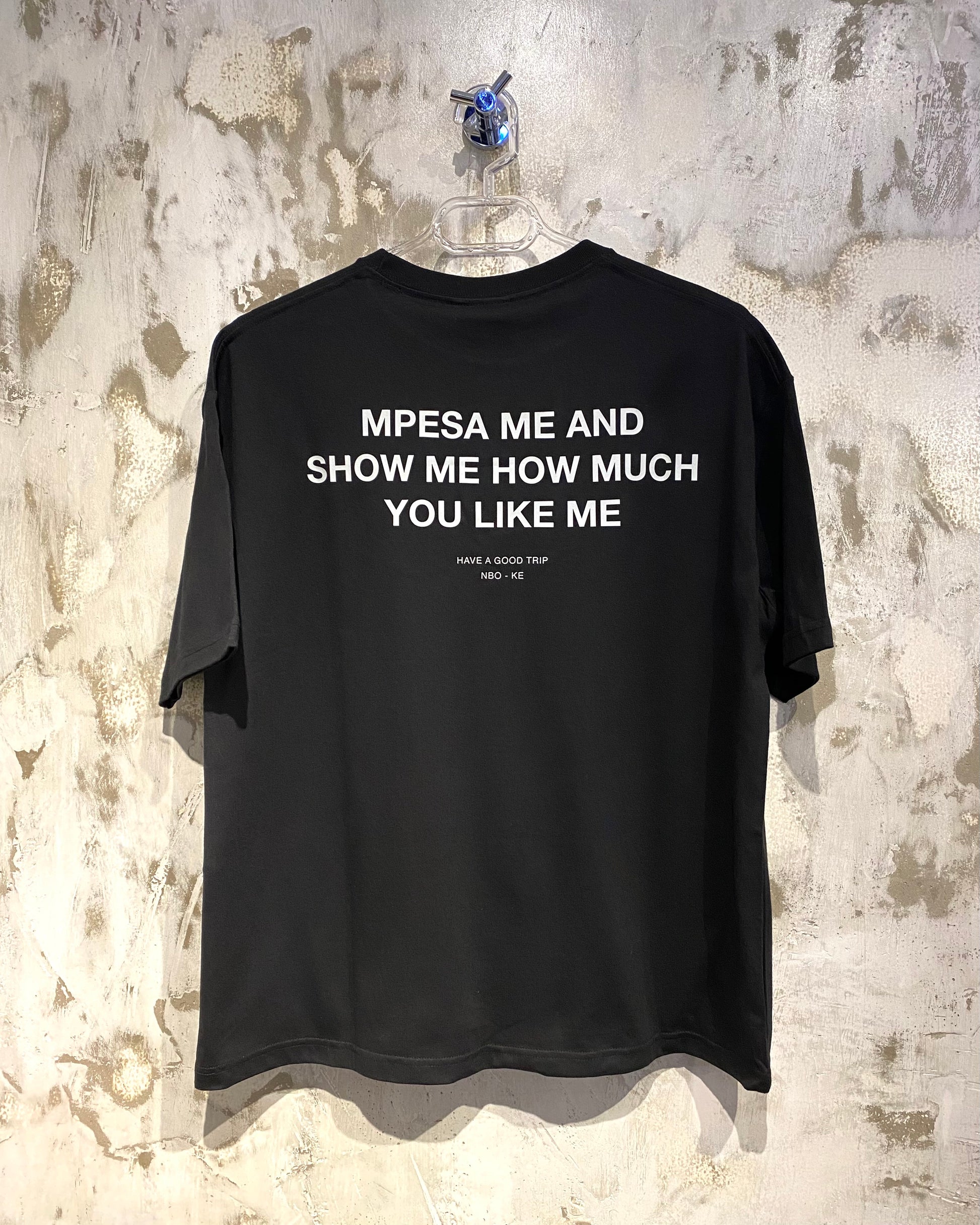 Mpesa Me Black T-Shirt with White Ink