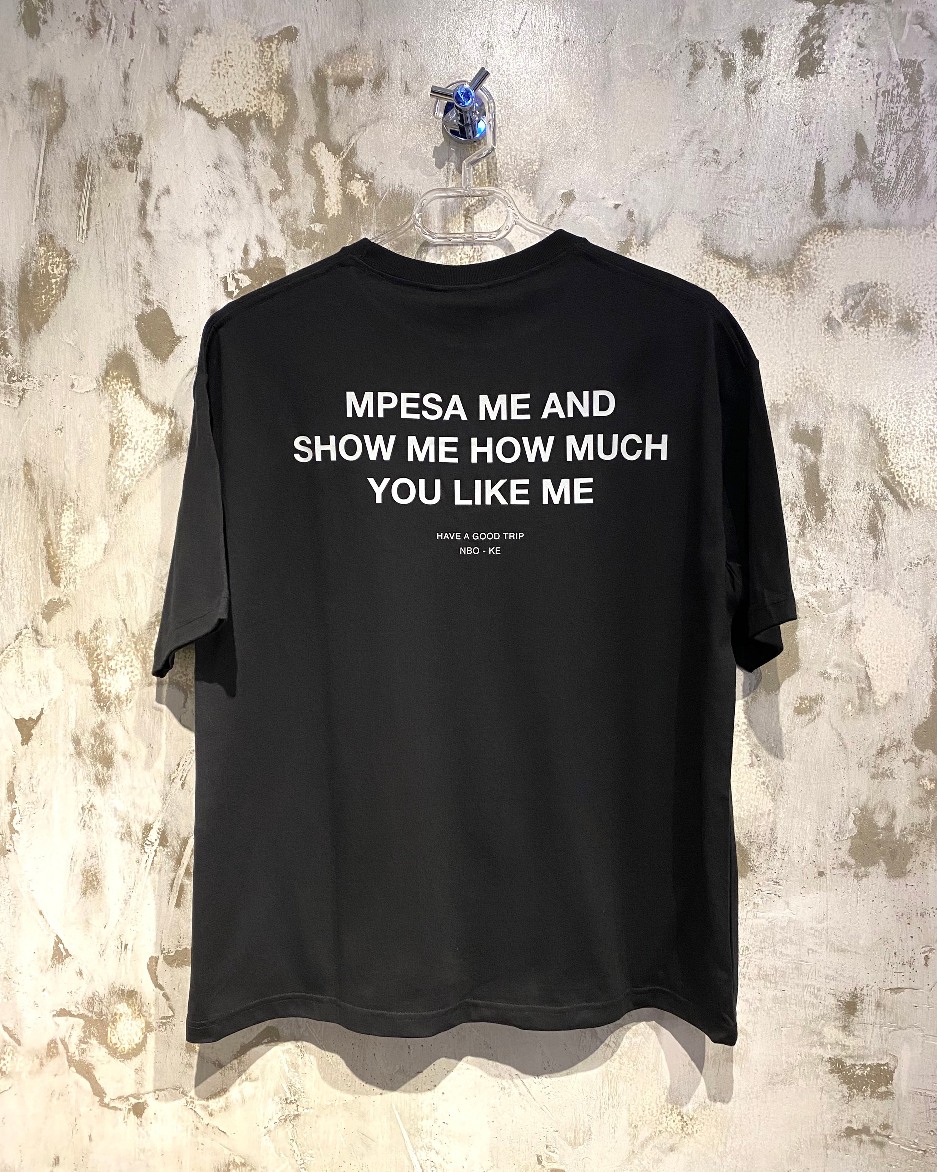 Mpesa Me Black T-Shirt with White Ink