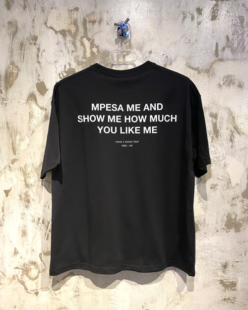 Mpesa Me Black T-Shirt with White Ink