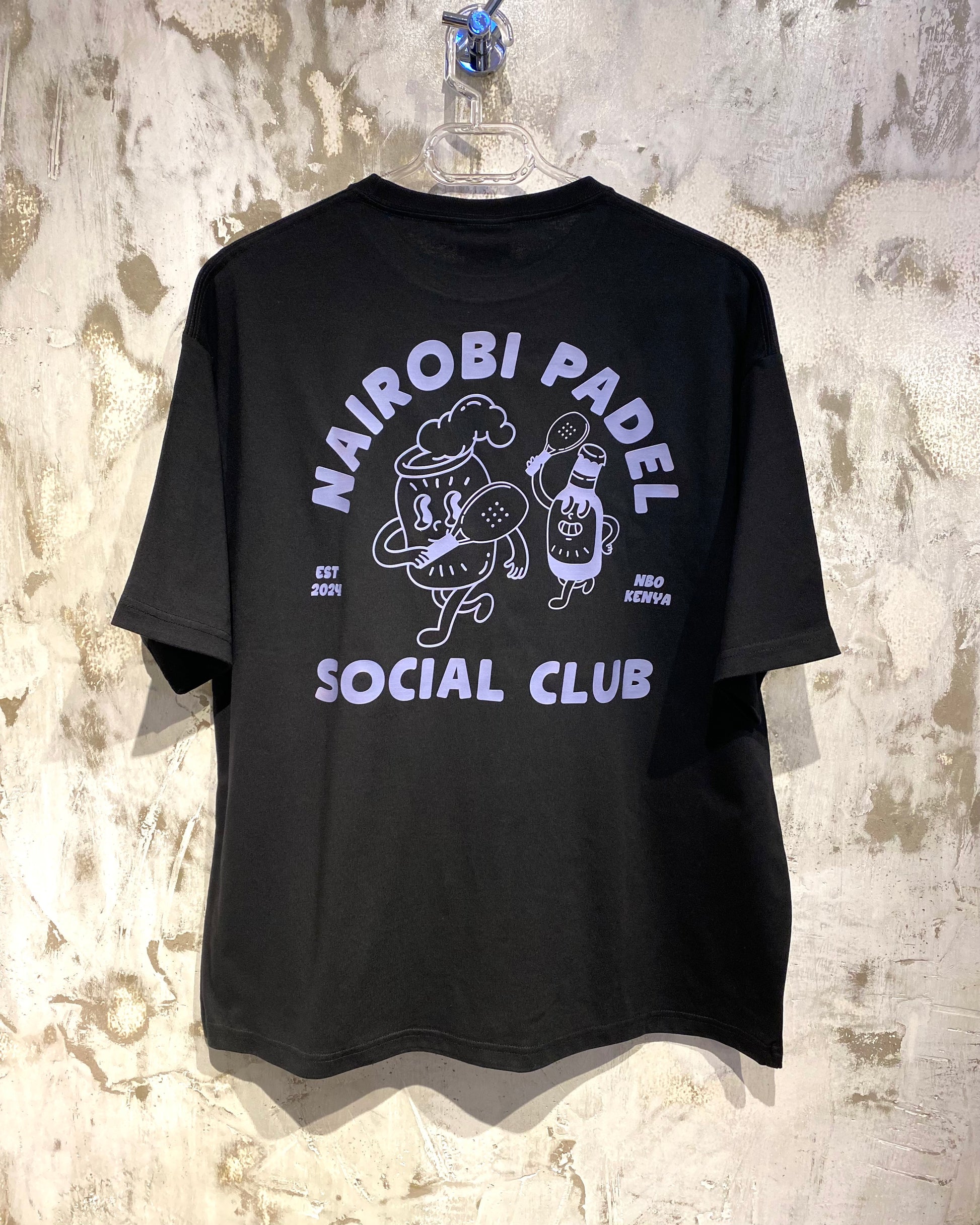 Padel Social Club Black T-Shirt with White Ink