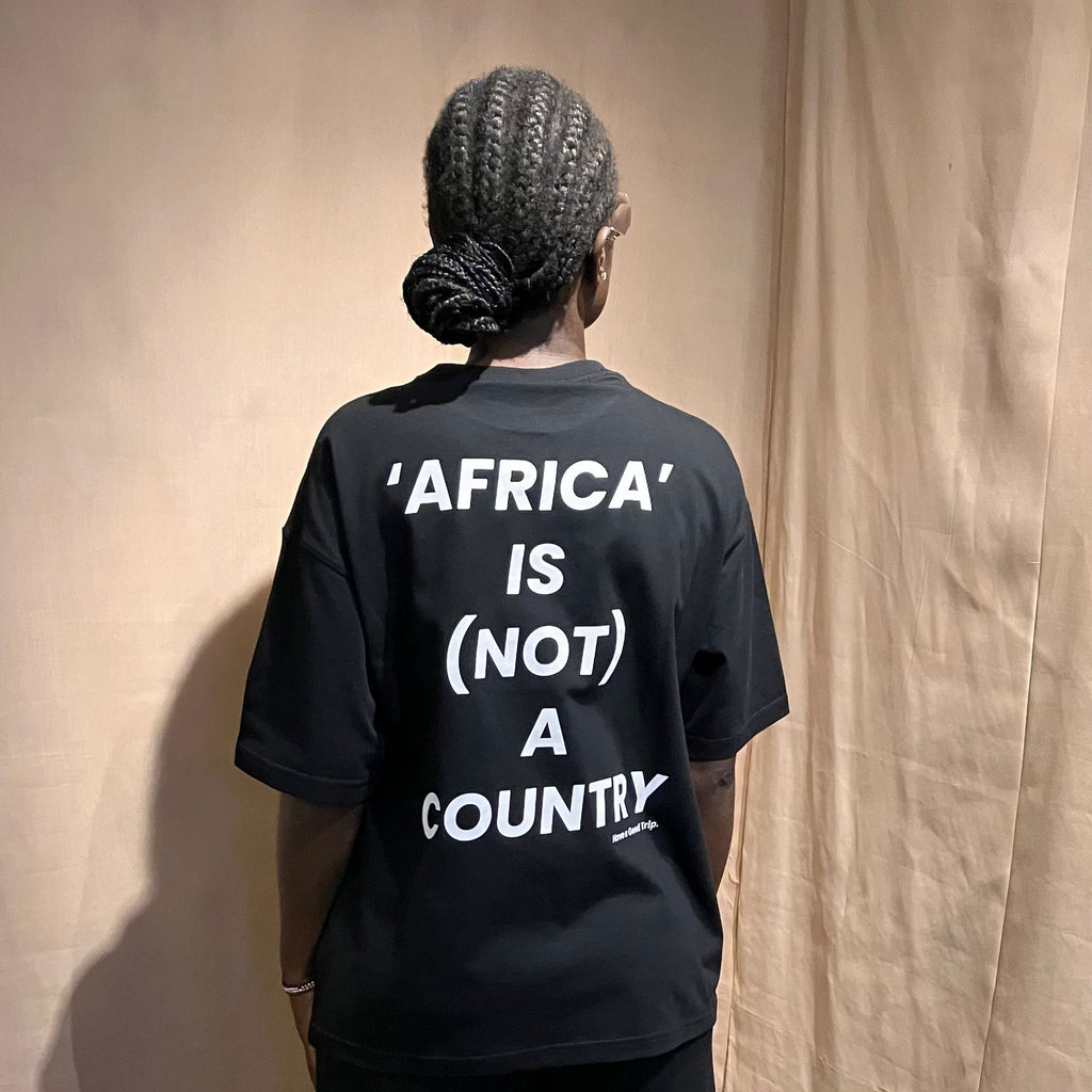 Africa Is Not A Country Black T-Shirt With Black Ink