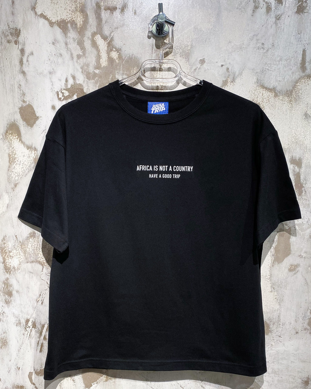 Africa Is Not A Country Black T-Shirt with White Ink Front