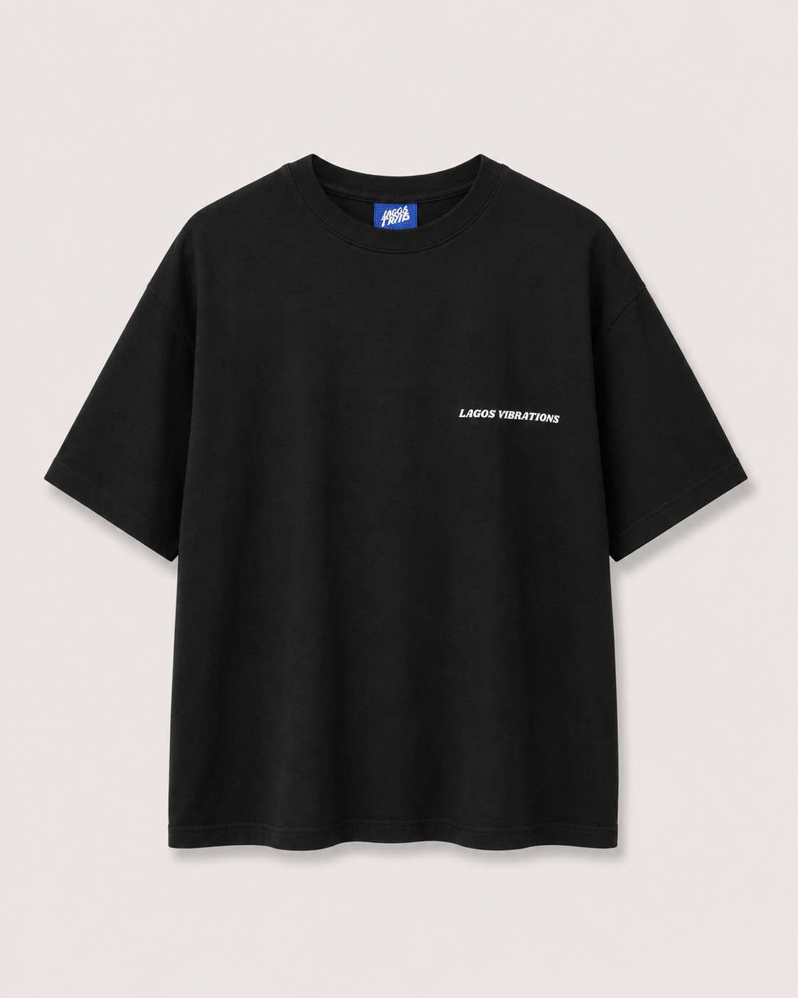 Lagos Vibrations Black T-Shirt with White Ink