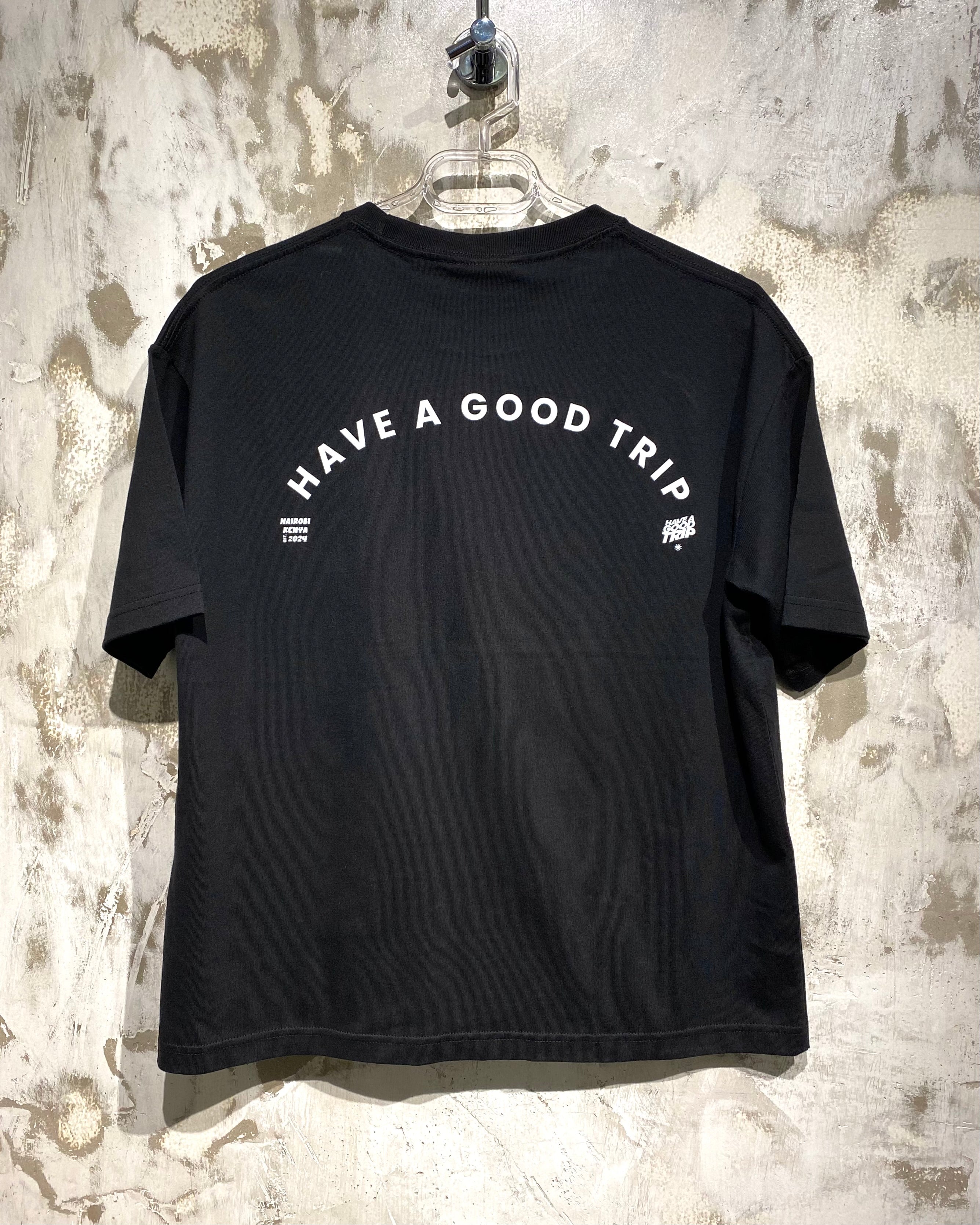 Mushroom Cartoon Black T-Shirt with White Ink