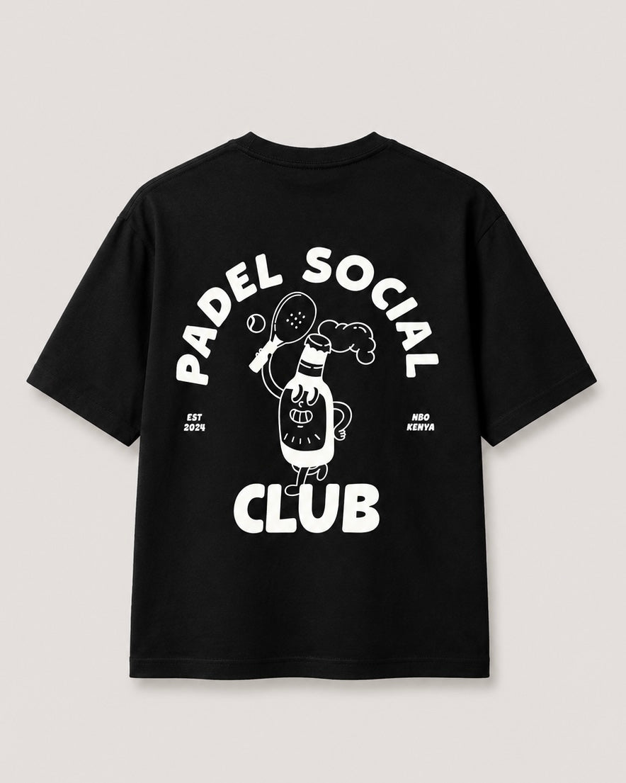 Padel Social Club Black T-Shirt with White Ink