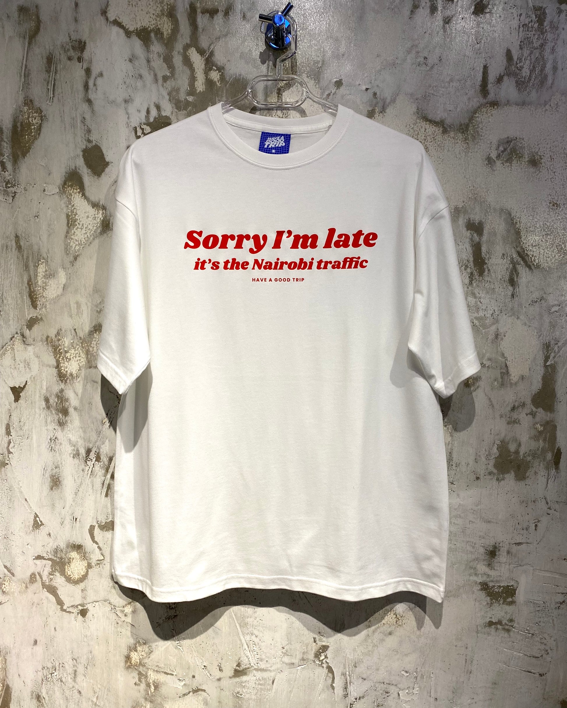 Nairobi Traffic White T-Shirt with White Ink